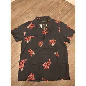 Straight To Hell Floral Print Button Down Shirt Sleeve Shirt Size XL